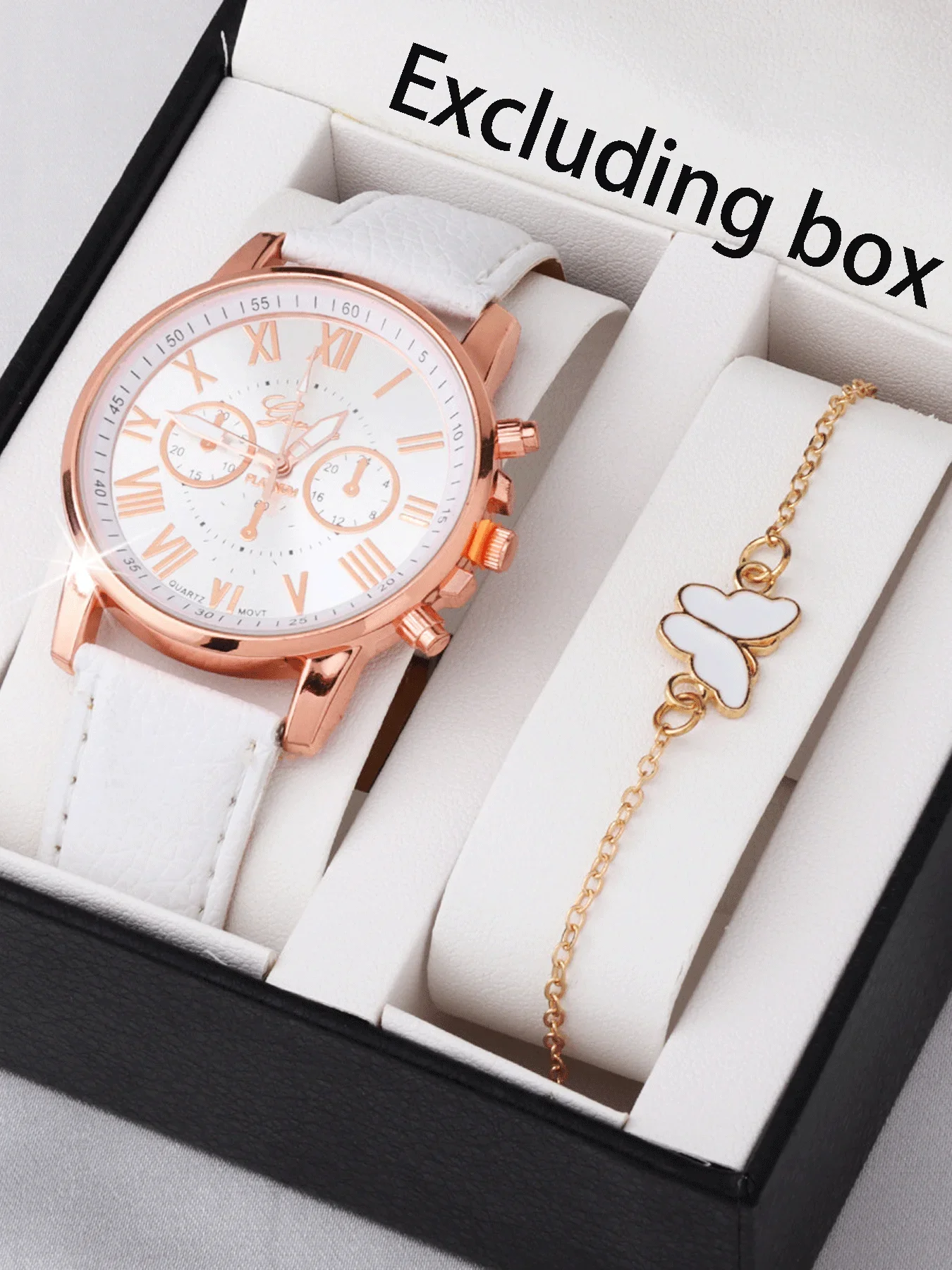 Fashion watch, simple and cute butterfly jewelry, classic and versatile watch, color plate, women's wrist watch set