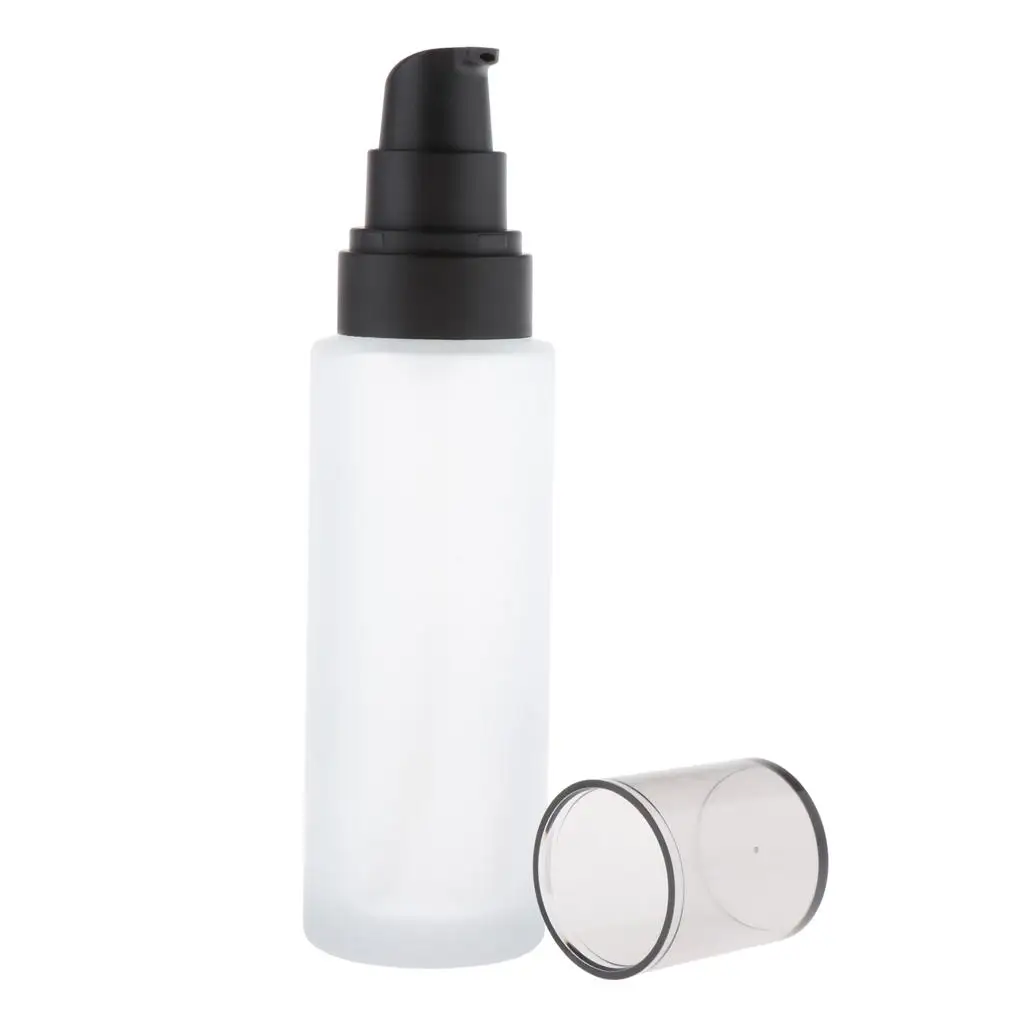Refillable Glass Cosmetic Pump Bottle Sturdy Frosted Travel Container Easy to Carry Leak Proof for Moisturizers Emulsions