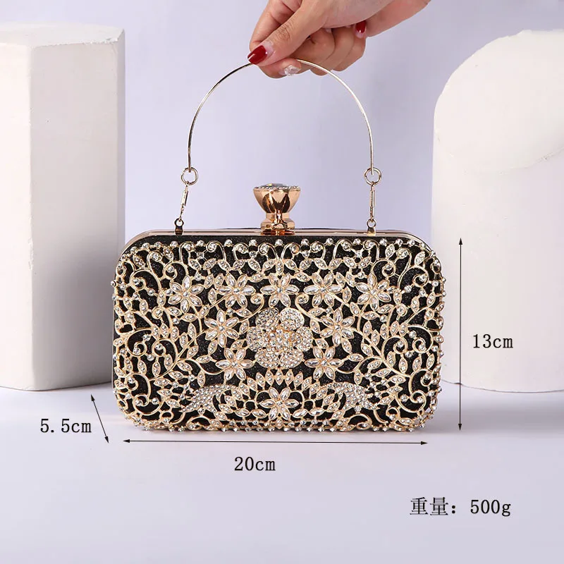 Diamond Evening Clutch Bag For Women Wedding Golden Clutch Purse Chain Shoulder Bag Small Party Handbag