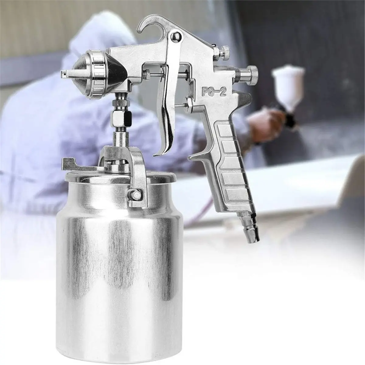 PQ-2 Pneumatic Paint , 1000ml Hand Held Paint Spraying Sprayer 2.0mm Nozzle Suction Type Adjustable Siphon Feed