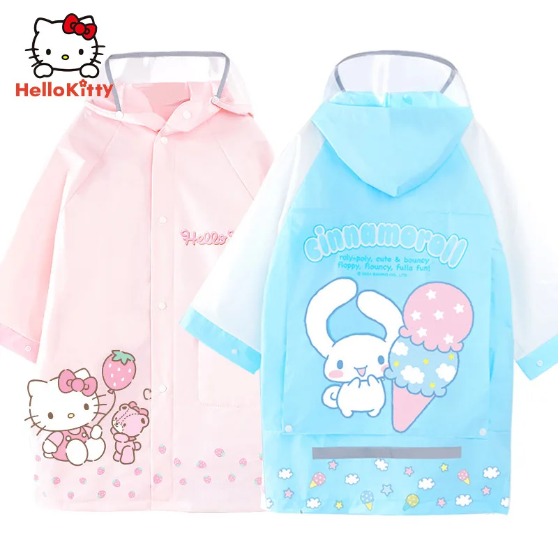 

Sanrio Raincoat Cartoon Kuromi Stay Dry & Comfy In The Rain Outdoor Walking Cycling Kids Poncho Hooded Rainwear for Girls & Boys