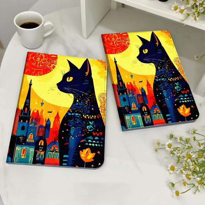 

Cartoon Black Cat City Case For Huawei MediaPad MatePad M5 M6 11 12 X SE T10 T10s 2 C5e T5 Pro Lite Air 11.5 Inch Tablet