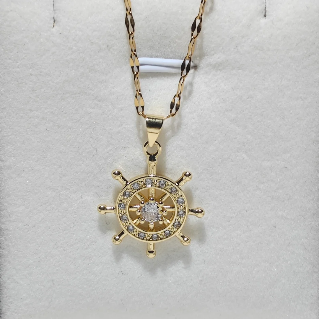 Nautical Themed Ocean Waves Steering Wheel Necklace, Unique and Stylish