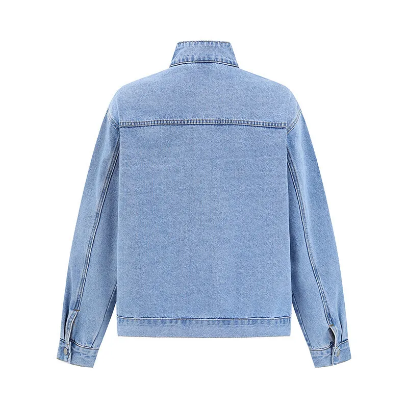 High Quality Denim Jacket Men Spring Autumn Vintage Cargo Jean Outwear Coats Couple Streetwear Denim Jackets Stand Collar Tops