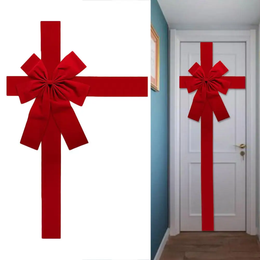 Door Hanging Bow Christmas Ribbon Imitation Linen Ribbon Window Decoration Holiday Atmosphere Layout Christmas Art Decoration