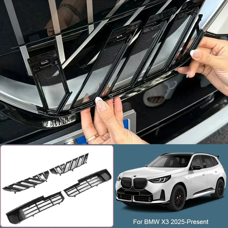 Car Modify Front Upper Lower Buckle Insect Proof Net Front Bumper Center Intake Grille Cover For BMW X3 2025-Present  Accessory