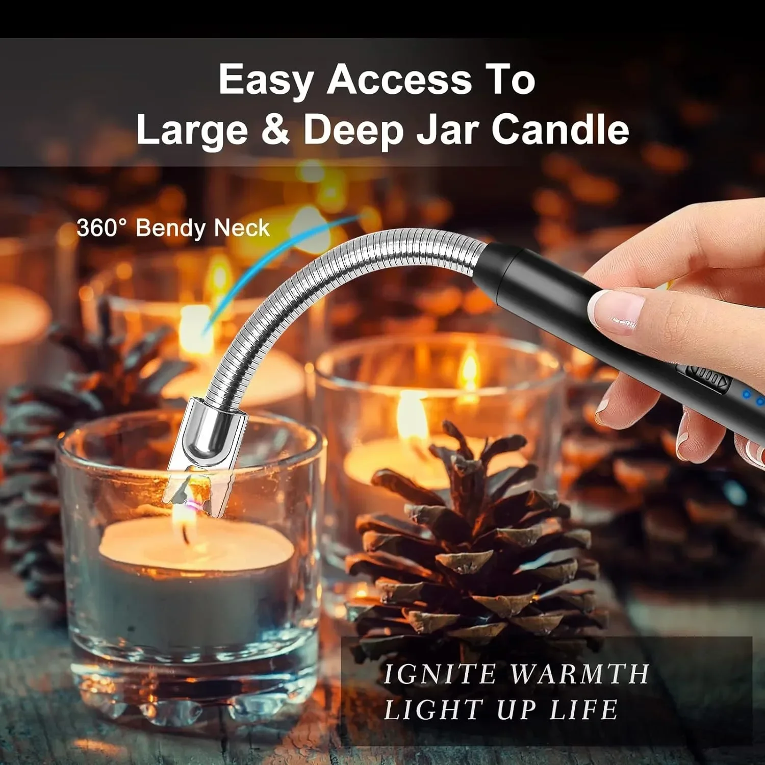 3pcs Rechargeable Electric Lighters, TYPE-C Plasma Arc Kitchen Lighter, Windproof Arc Lighter, Candle Lighter, BBQ Grill Lighter view 2