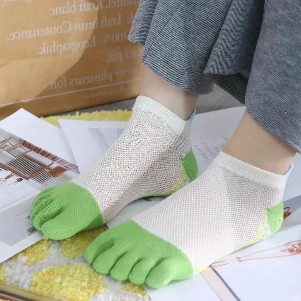 Color Matching Soft Anti-slip Sweat Absorbing Cotton Five-Finger Socks Kids Hosiery Split Toe Socks Short Tube Socks