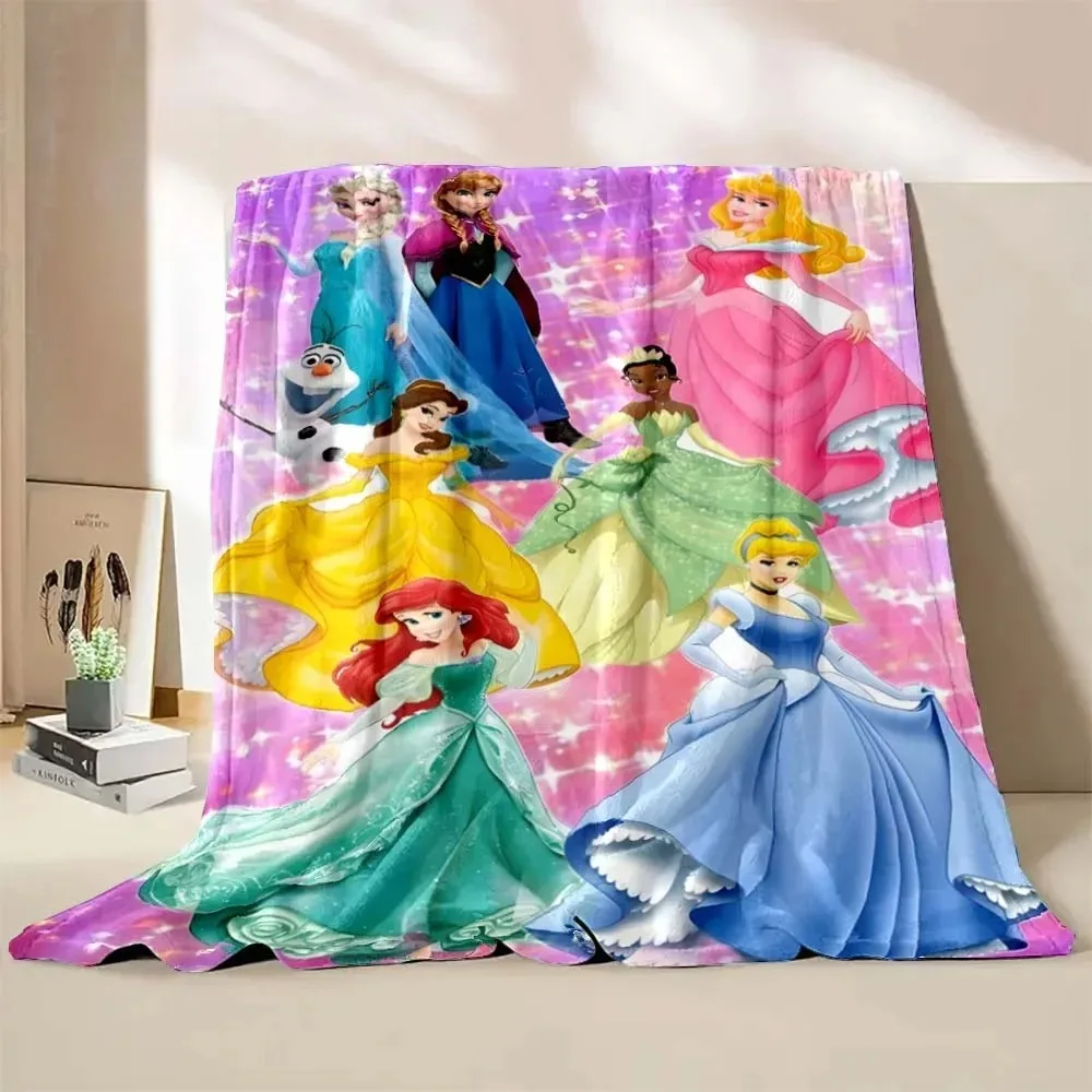 Disney Princess Cartoon Blanket Travel Camping Office Flannel Blanket Warm Home Sofa Decor Gift for Girls