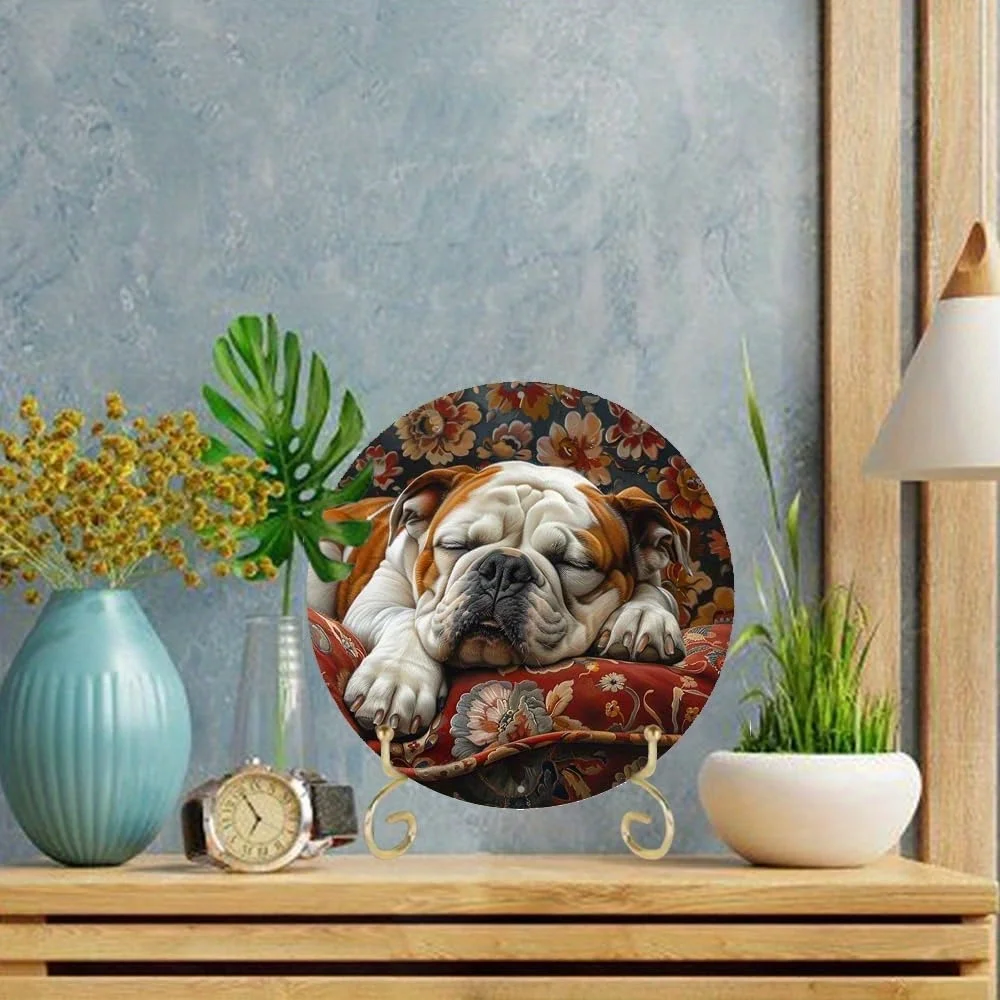 2d Flat Sign,Bulldog Themed Painted Office Room Home Door Decorations, Father's Day Gift, Thanksgiving Day Wall Art Decor Plaque