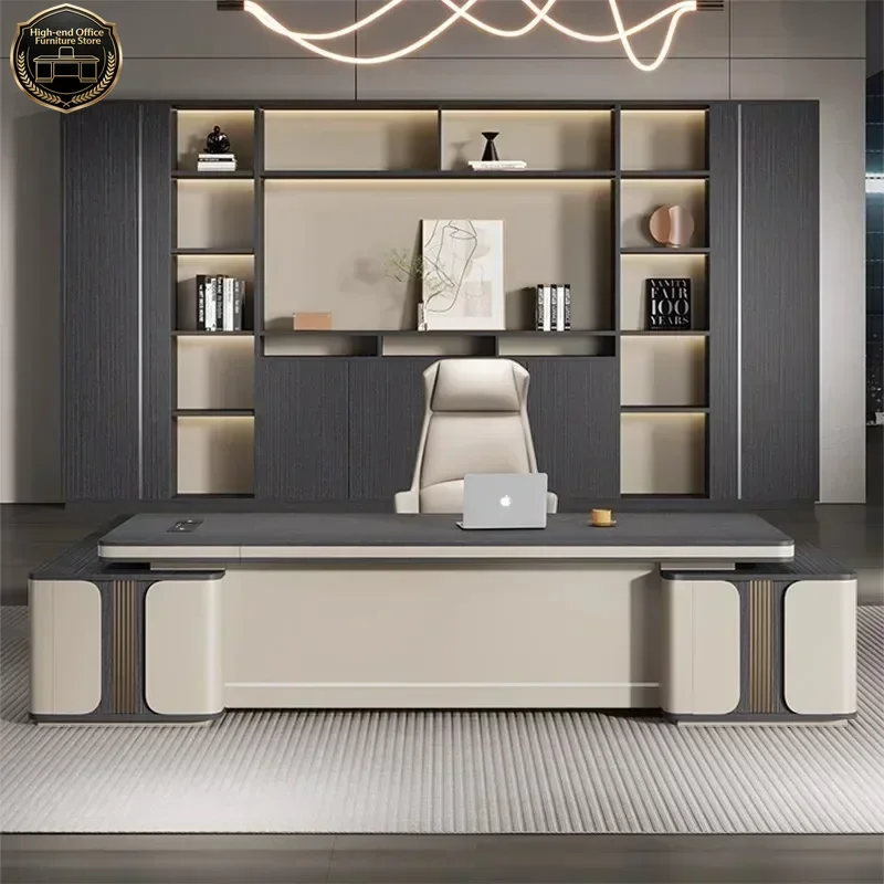 

Роскошный офисный стол руководителя, компьютерный стол L-образной формы, современный комплект стол+кресло для начальника, менеджера, супервайзера, президента.