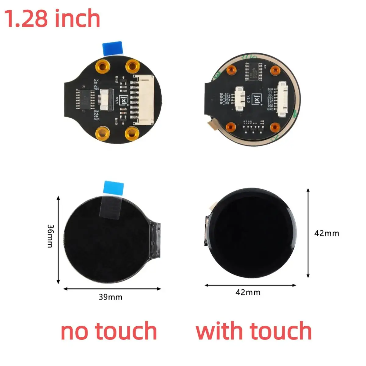 1.28 Inch Round TFT Display Module 240x240 IPS LCD Touch Screen with GC9A01 Driver