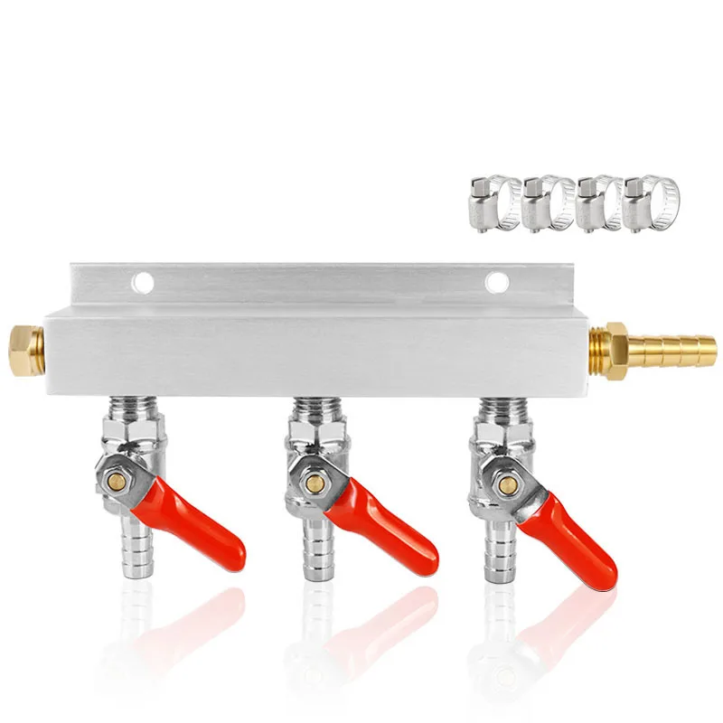3 Output / 3 Way Manifold Gas Line Splitter with Check Valves (5/16