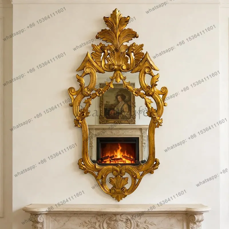 French vintage home wall decoration mirror American carved luxury makeup mirror
