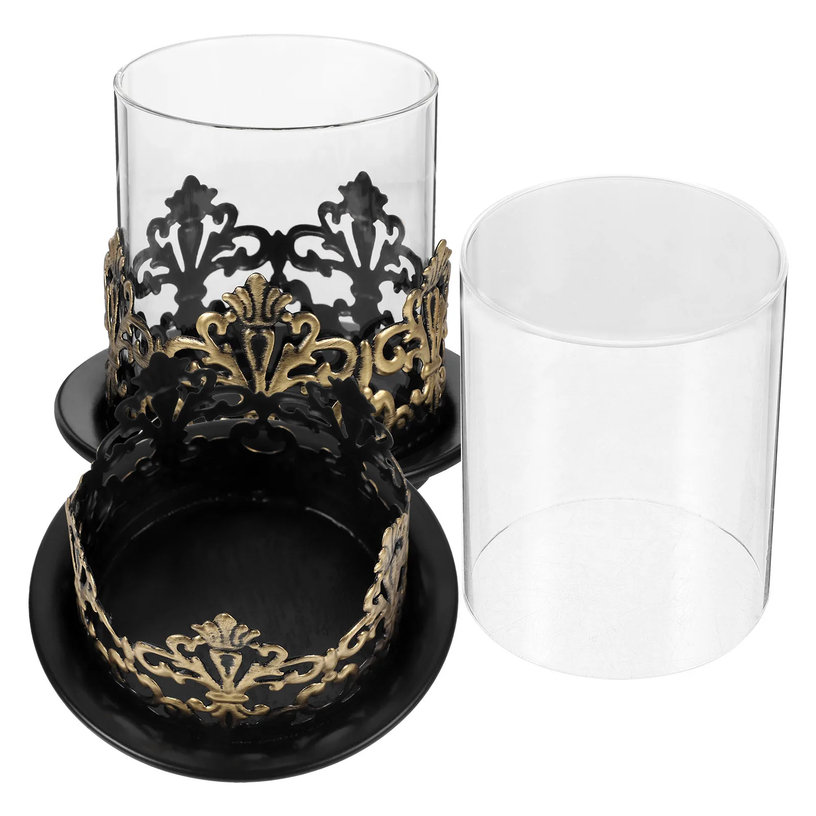 

2pcs Clear Retro Iron Jar Transparent Container Holder For Aromatherapy Home Decor Desktop Ornament Creative Scented Tin