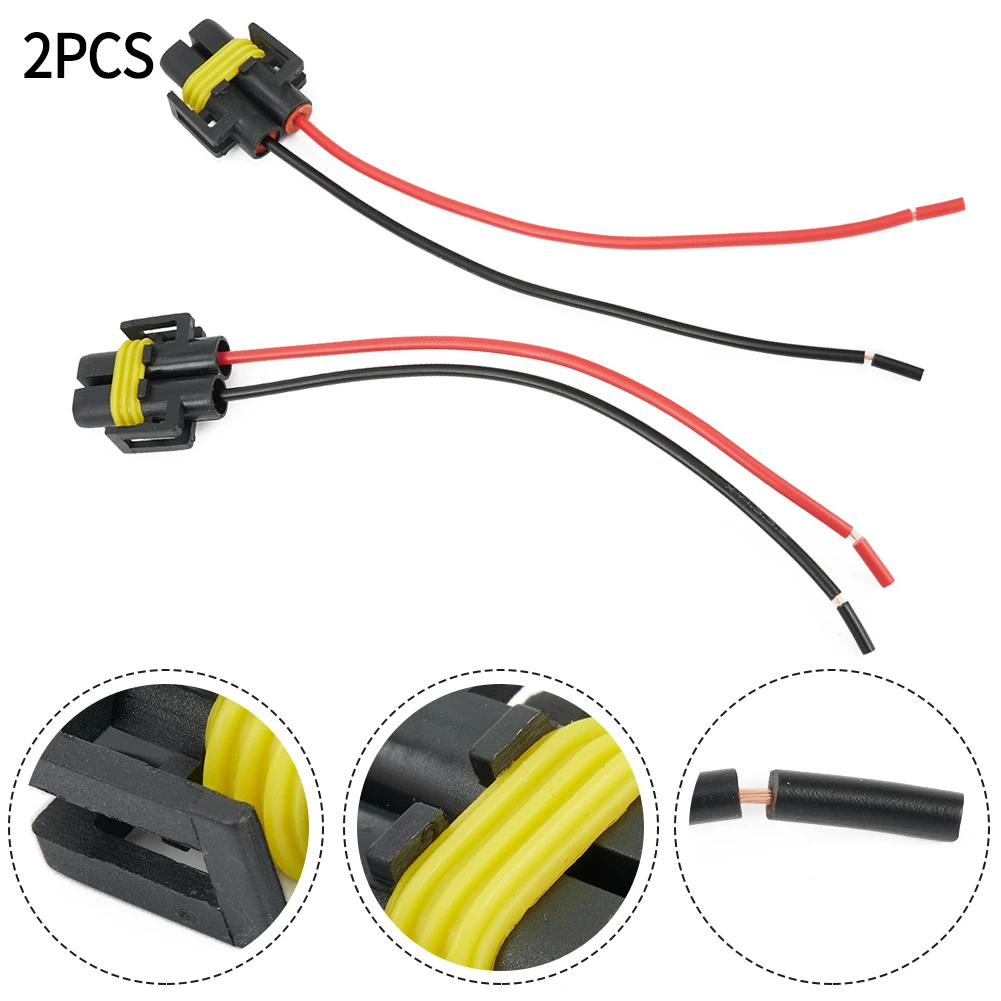 H11 H8 Female Connector Adapter Wiring Harness, 2Pcs Socket Plug for Fog Light, DIY Installation, High Temperature Resistant