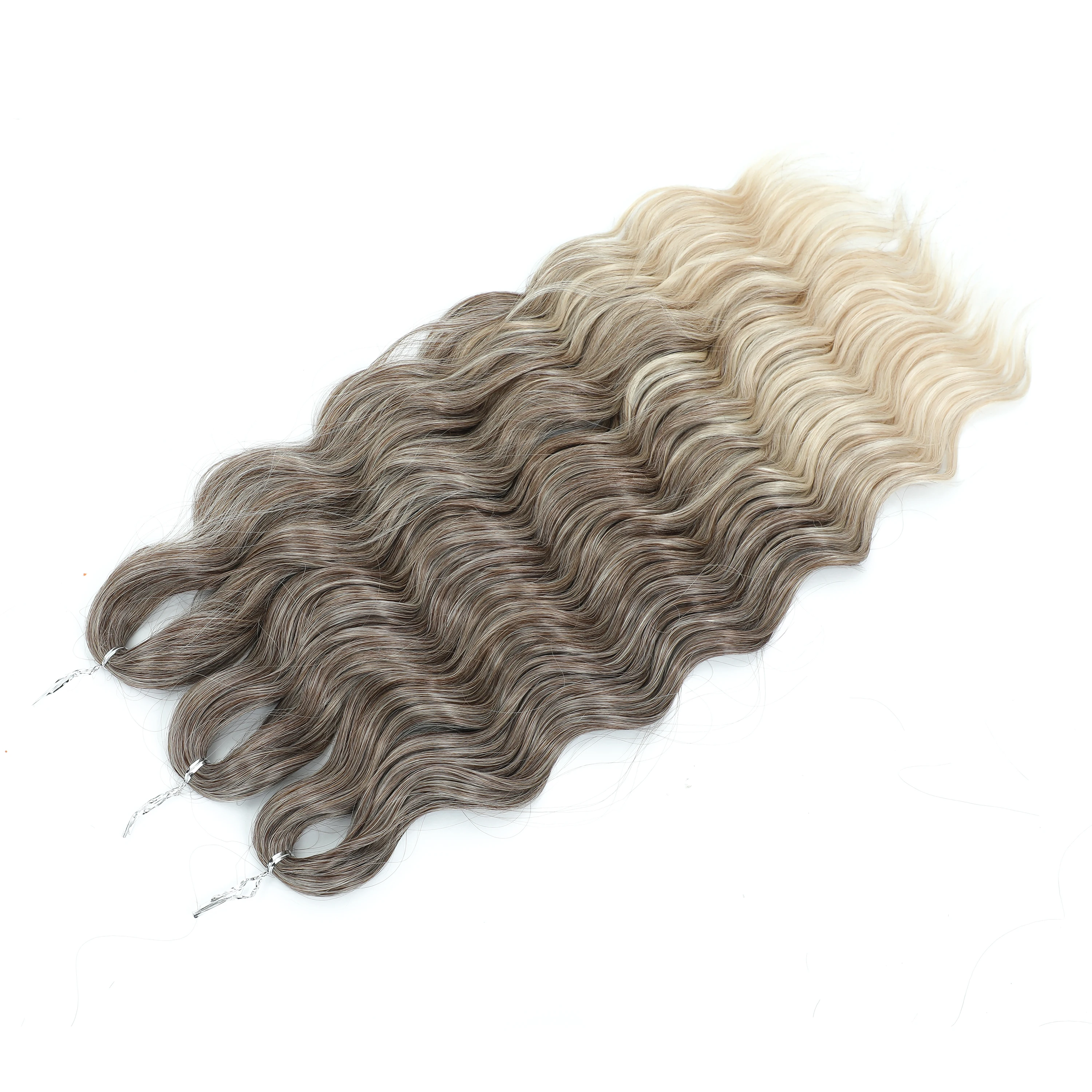 24 pulgadas 300g ANNA pelo de ganchillo sintético onda de agua extensiones de cabello trenzado Ombre color arcoíris pelo falso suelto pelo rizado profundo