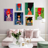 Abstract Fashion Girl Wall Art Canvas Painting Vintage Poster Nordic Minimalist Print Modern Artwork Picture Living Room Decor