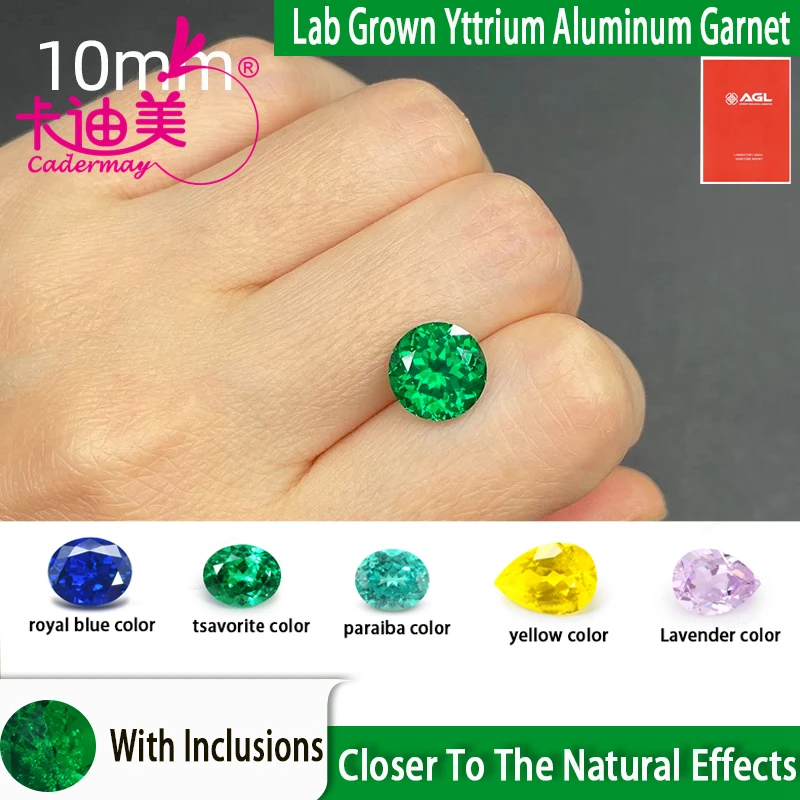 

Cadermay Tsavorite Color Lab Grown Yttrium Алюминий Гранат Свободный Камень YAG Драгоценный Камень Для Изготовления Ювелирных Изделий DIY