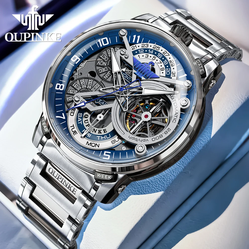 

OUPINKE 3278 Mens Watch Ltalian Designer Automatic Mechanical Watch Men's Skeleton Top Waterproof Men's Watch