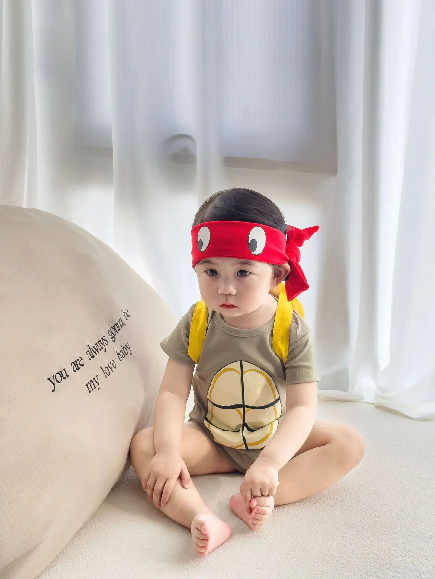 Funny Turtle Korean Baby Onesie Boy Girl Romper Infant Baby Bodysuit Newborn Baby Clothes Cotton Jumpsuits Suit Headband+Backpac