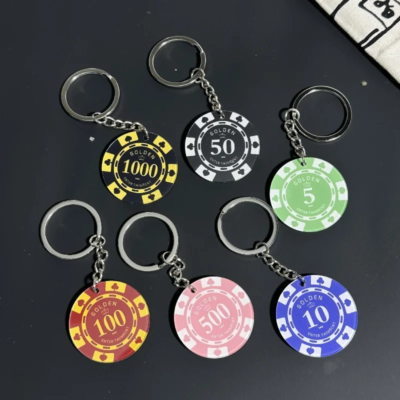 Acrylic Lucky Chip Keychain ArtCreativity Poker Chip Keychain Fun Carabiner Clip for Backpack,Purse,Luggage,Themed Party Favors