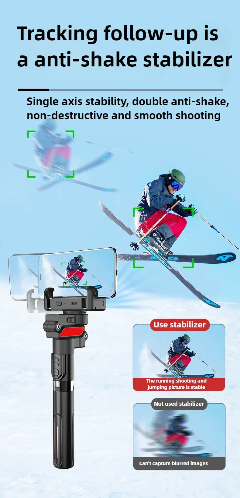 Anti-shake Handheld Gimbal Stabilizer Selfie Stick for Smartphone Action Camera Bluetooth Tripod Handheld Gimbal Stabilizer