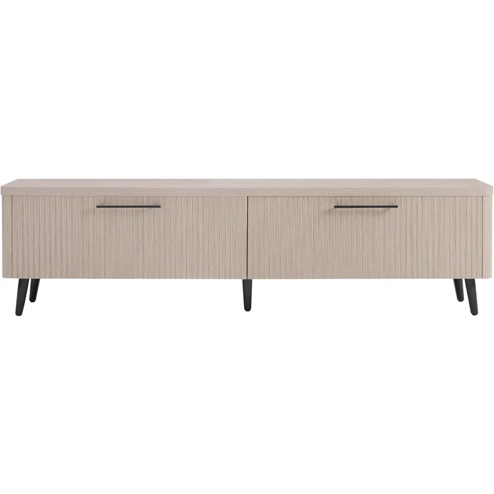 Manhattan Comfort Jodie 69 TV Stand with Wood Ribbed Drawers, Mid Century Modern Console Table for Televisions up to 60, Enterta