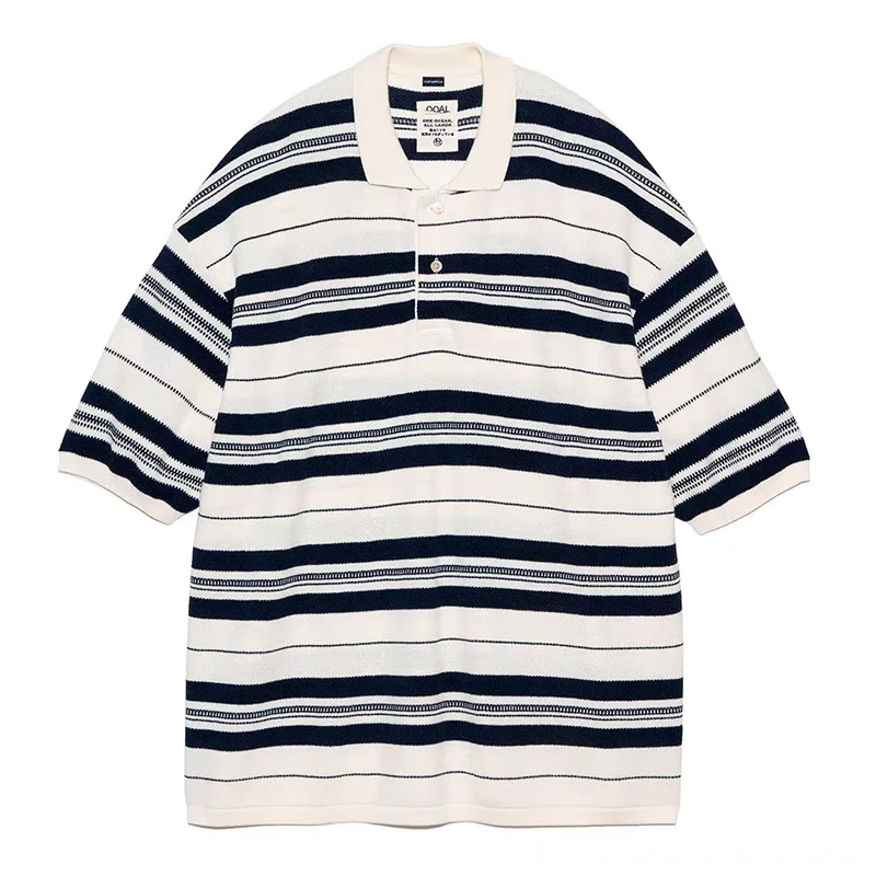 

NANAMICA 24SS STRIPE POLO SWEATER Japanese loose stripe knitted short sleeve