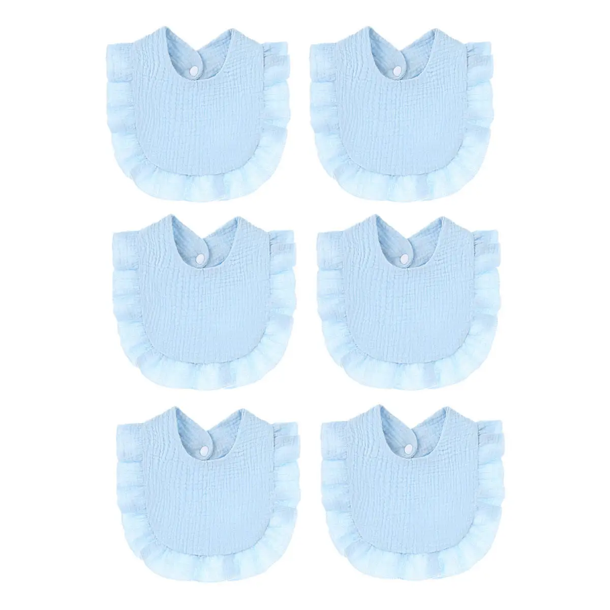 6pcs/Set Solid Color Customize Layers Muslin Cotton Ruffle Baby Bibs