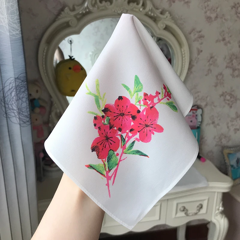 2024 Chinese Bloemenprint Ontwerp Dans Hanfu Accessoires Draagbare Servet Schoonmaak Handdoeken Retro Zakdoek Traditioneel Geschenk