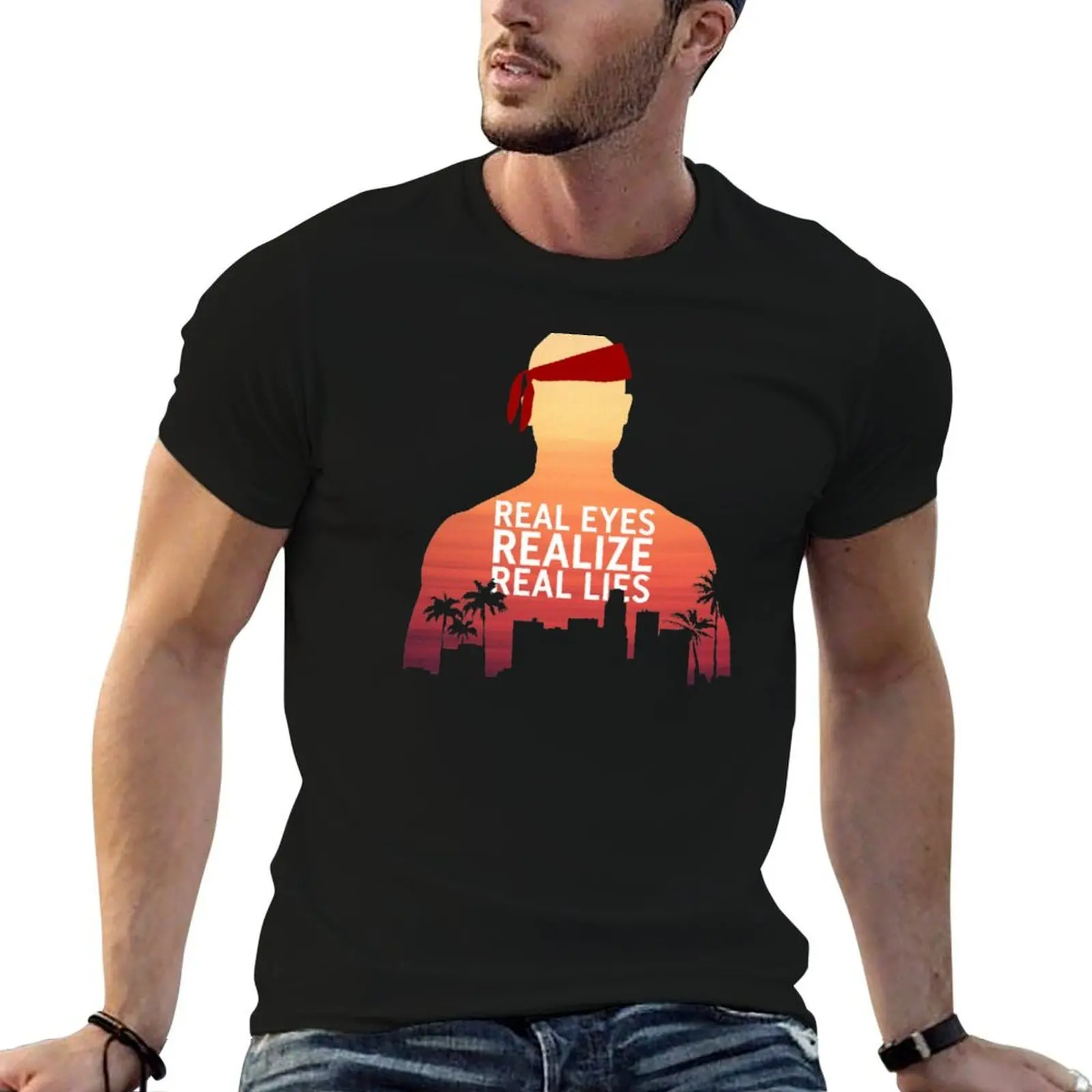 Wake Up T-Shirt blanks blue lock men clothes