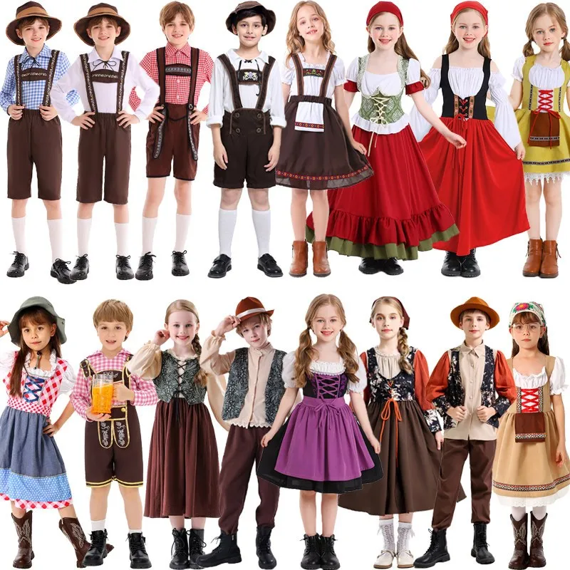 

Halloween Children's Medieval Farm Maid Costume Game Role-playing Munich Beer Festival Middle Ages Women Servant Outfit