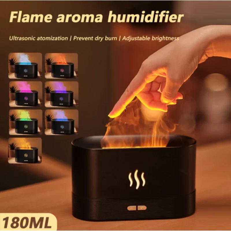 

USB Aroma Diffuser Air Humidifier Ultrasonic Cool Mist Maker Air Freshener Fogger Led Essential Oil Flame Lamp Difuser Atomizer