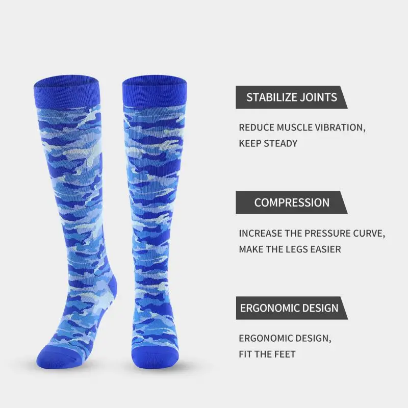 3pair  Camouflage Striped Compression Socks Professional Muscle Running Fitness Prevent Varicose Veins Stockings Women Protect