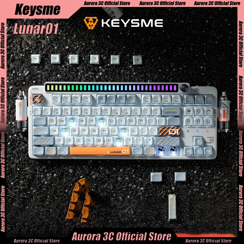 KeysMe  Lunar01 Wireless Mechanical Keyboard Aluminum Alloy Bluetooth Keyboards 3Mode CNC Gasket Custom Rgb Light Gamer Keyboard