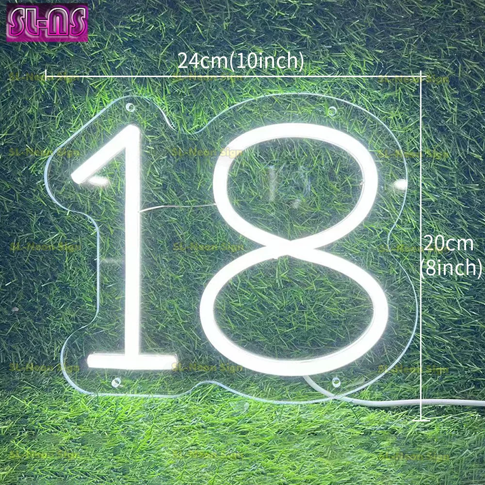 Personalizzato LED numero 18 segno decorazione della parete illumina le insegne al Neon per la decorazione di nozze prima festa di compleanno numero lampada regalo di compleanno per bambini