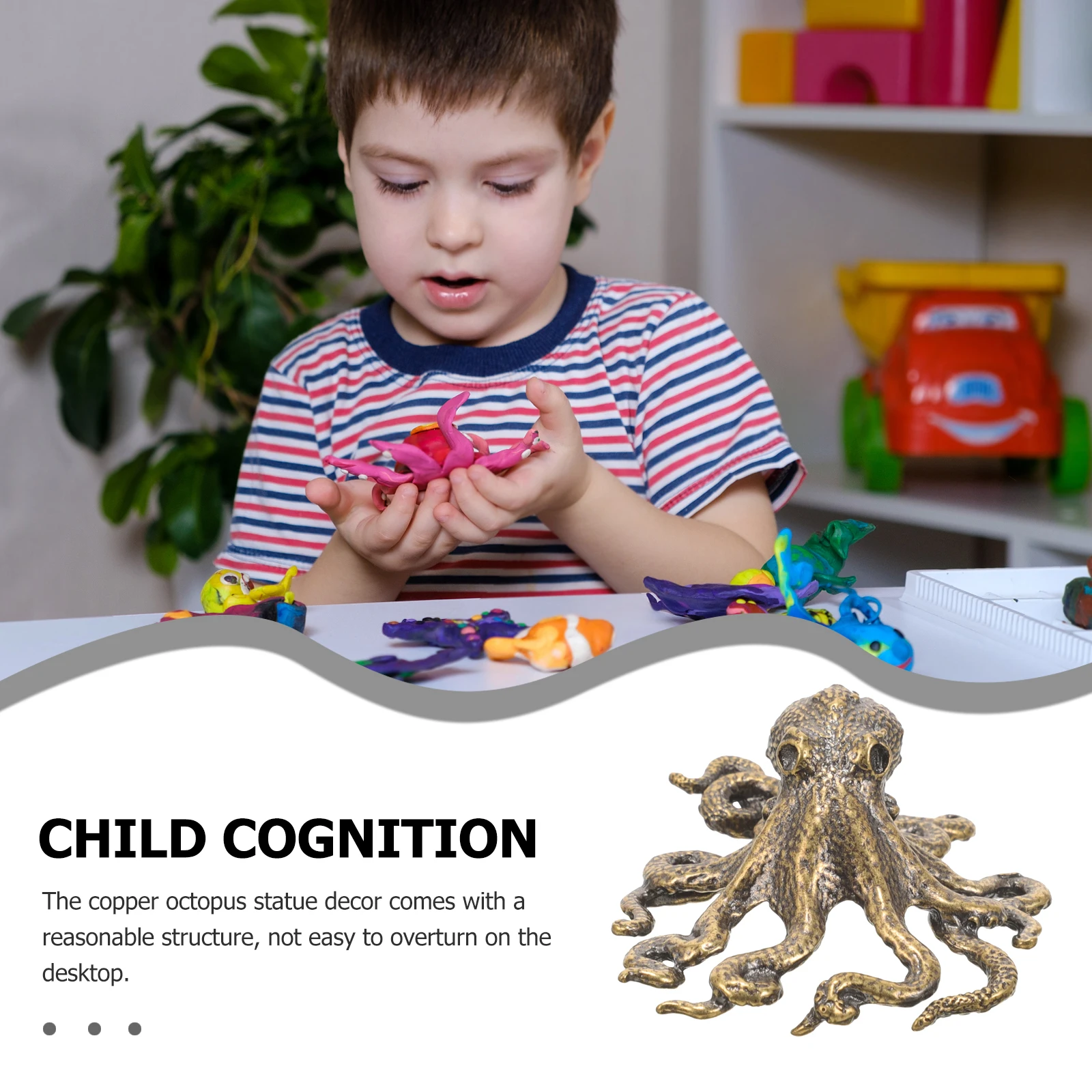

Octopus Metal Crafts Copper Decor Miniature Statue Decoration Ornaments Tabletop Marine Figurine