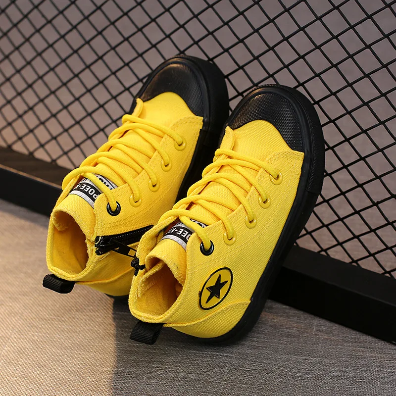 Scarpe di tela Casual alte per bambini ragazzi ragazza cerniera fondo piatto scarpe da tavola traspiranti bambino ciclismo sport scarpe da tavola