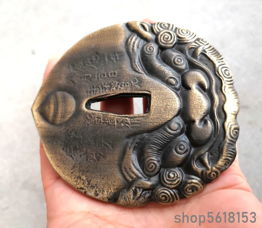 Hige alloy Lions Head  tsuba  For Japanese sword katana wakizashi tanto