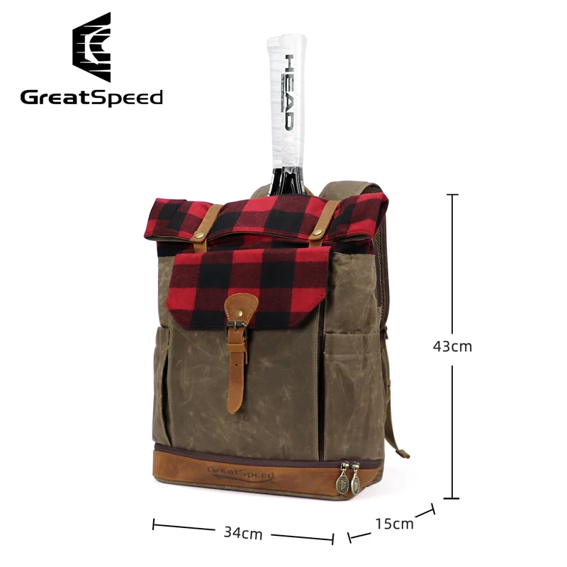 High Quality Tennis Racquet Backpack Portable Squash Padel Pickleball Tennis Bag Tenis Racket Bag Canvas Leather Sport Backpack