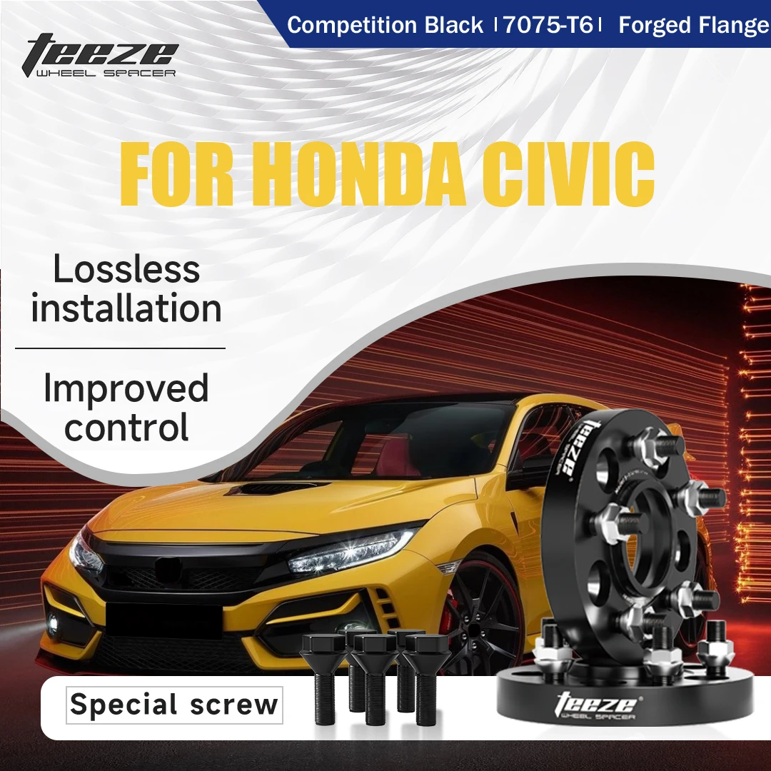 

Teeze 2/4 шт. 5x114,3 CB 64,1 мм M12x1,5 ступица центральная черная кованая проставка для колес для Honda Civic фланцевая пластина 15/20/25/30/35 мм