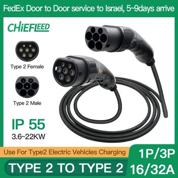 Chiefleed-10m 길이의 EV 충전 케이블 32A 7.2KW Type2 에서 Type2 SAE J1772 유형 1-유형 2 IEC 62196-2 EV 플러그 확장 포함