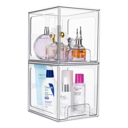 Pe Transparent Hollow Design Desktop Finishing Box Sztaplowane szuflady do przechowywania Akrylowy organizer do makijażu w łazience