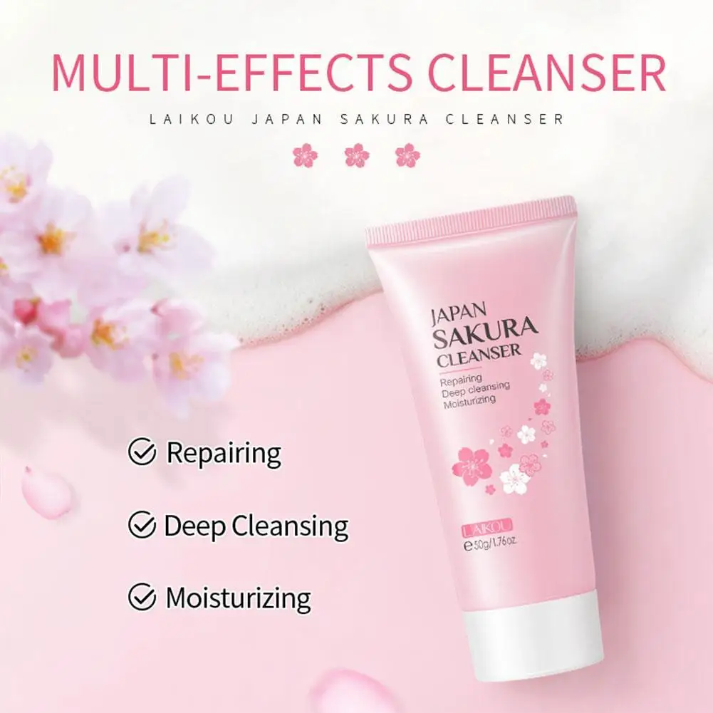 Facial Cleanser Oil Control Acne Removal Japan Sakura Gentle Cleansing Remove Blackhead Moisturizing Face Cleanser Exfoliating