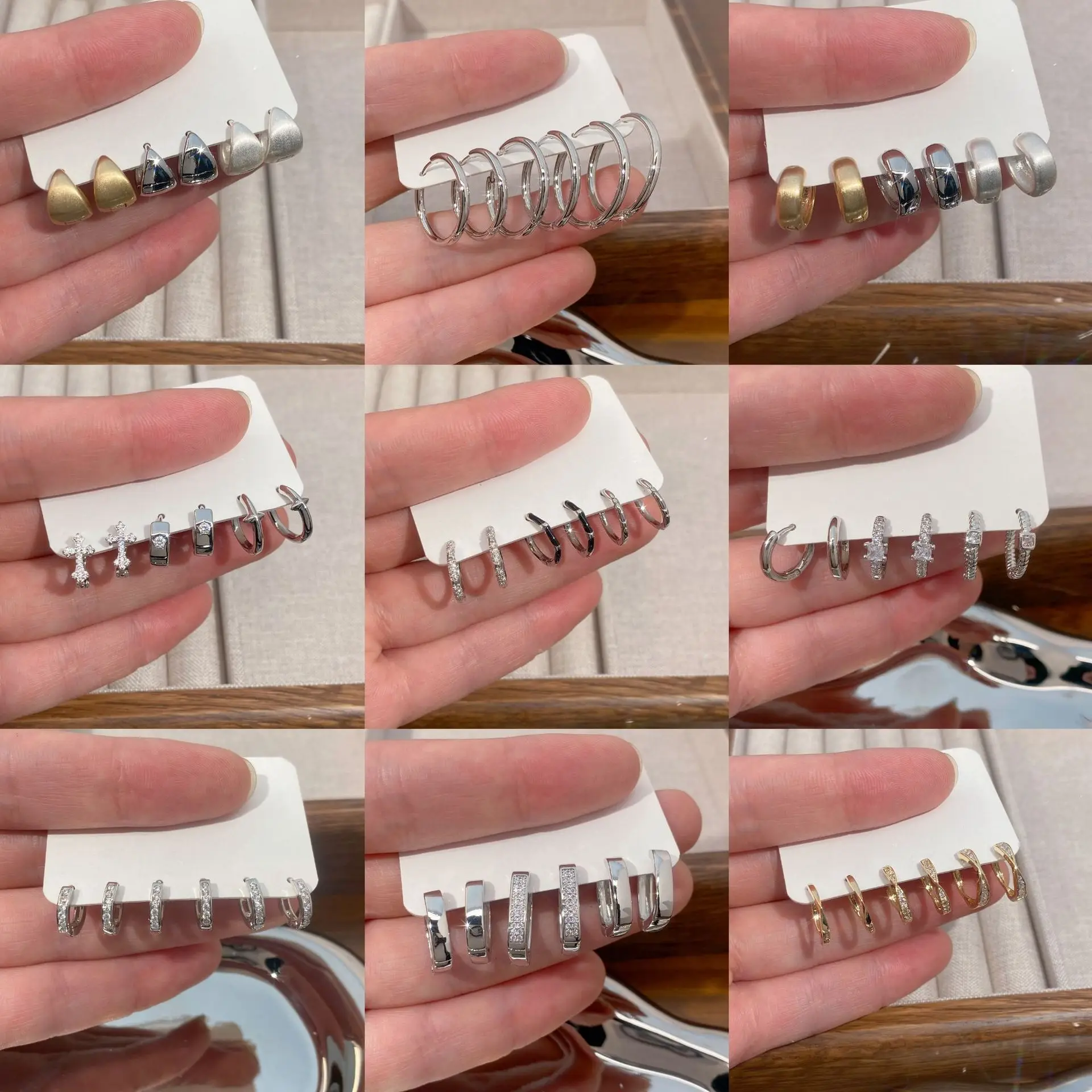 

Korean-style individuality and artistic charm stud earrings Small circular ear cuffs Versatile and fashionable earrings