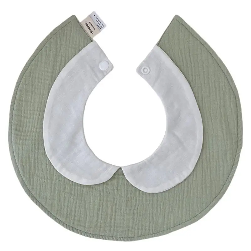 

U13F Strong Absorbent Feeding Bib Cotton Bib for Toddlers Newborns Drooling Apron Baby Burp Cloths Feeding Bib with Collar