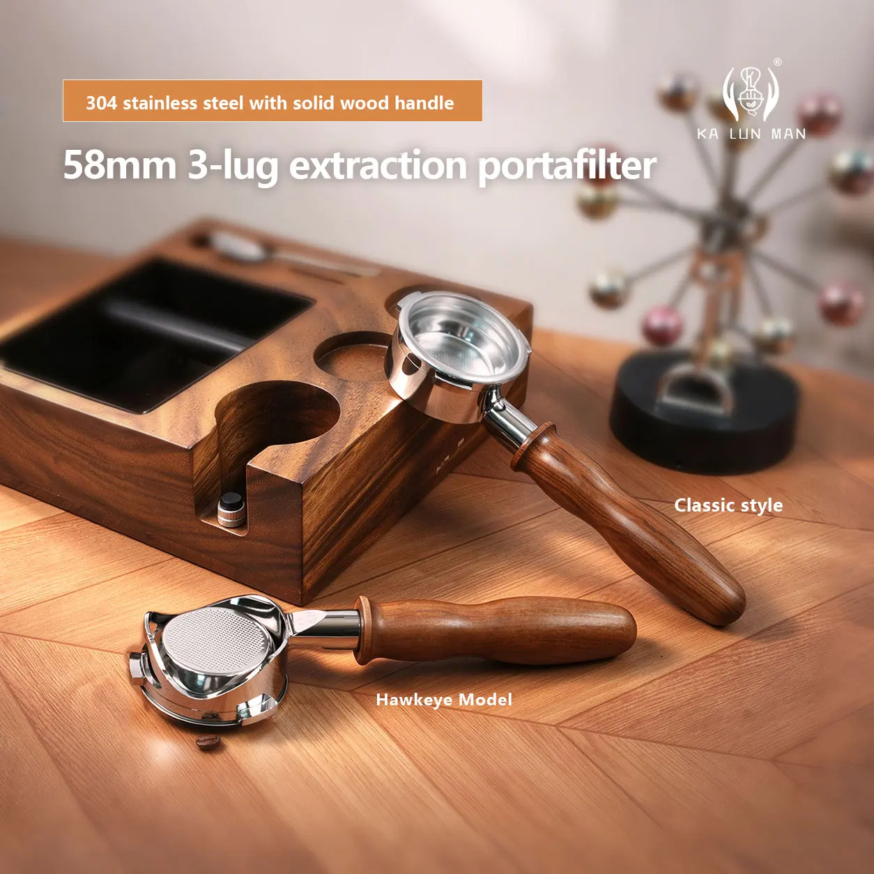 1Pc Latest Bottomless Espresso Portafilter | fits Barsetto. Hollow lightweight design, 304 stainless steel, 3-lug, 58mm