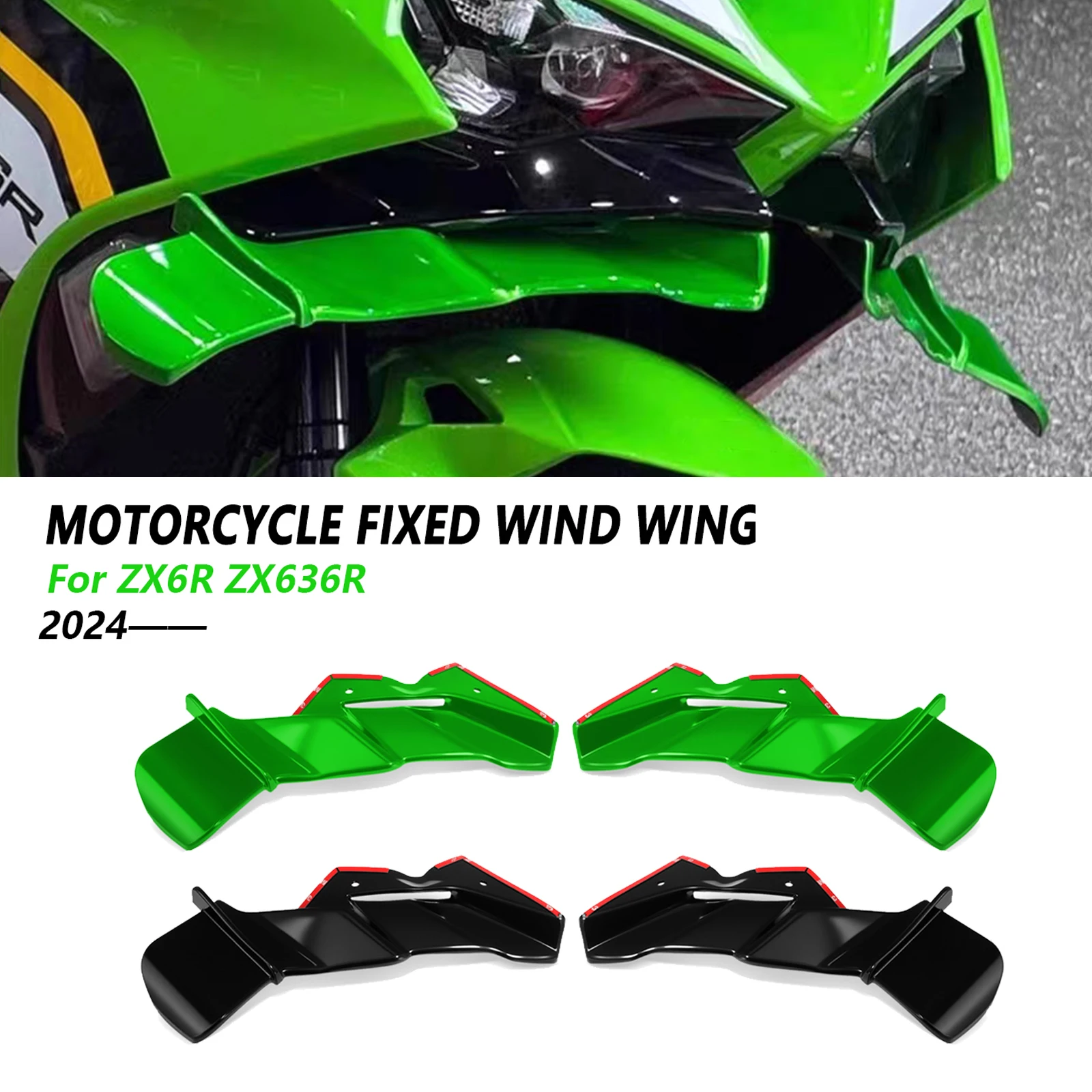 For Motorcycle Front Fairing Winglet Aerodynamic Wing Spoiler Winglet Body Work Fairing ZX-6R ZX6R ZX636R zx-6r 2024 2025