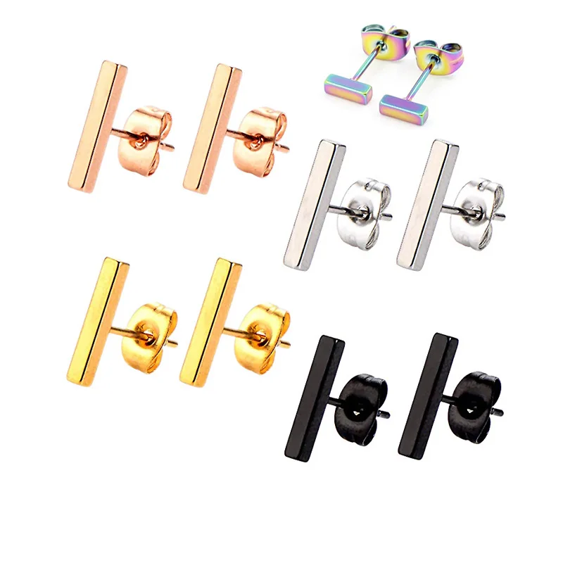 Brief Style Stainless Steel 1 Shape Stud Earrings For Men And Women 6/8/10/12mm 4 Size And Color For Choose